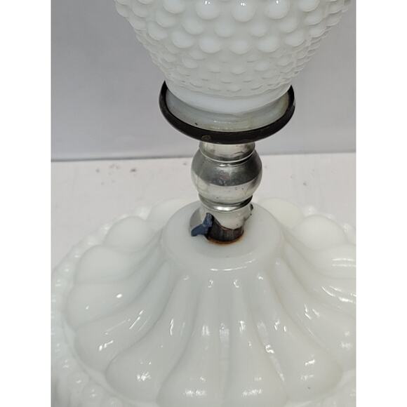 2 Vintage Lamps, Milk Glass Hobnail, Vanity Boudoir, Dresser Table - Picture 2 of 5